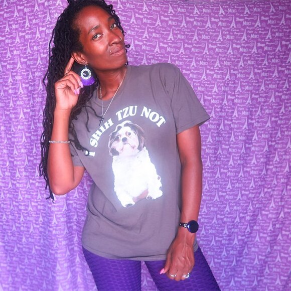 Delta Pro Weight "i shih tzu not" t-shirt tee shirt dog doggie doggy in gray L - Picture 5 of 6